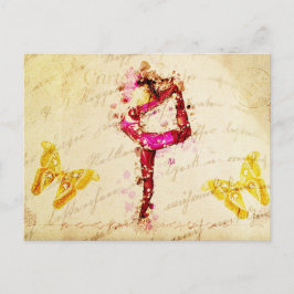 Ephemera Vintage französische Frauentänzerin Pink Postkarte