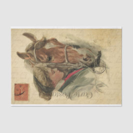 Ephemera Zeichnete von Lady mit ihrem Pferdededeko Seidenpapier