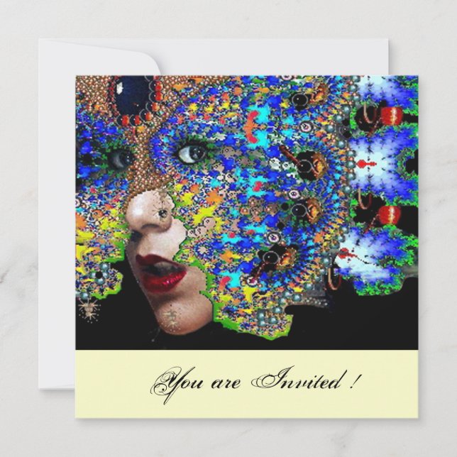 EPHEMERAL masquerade Kostümball, weißer Champagner Einladung (Vorderseite)