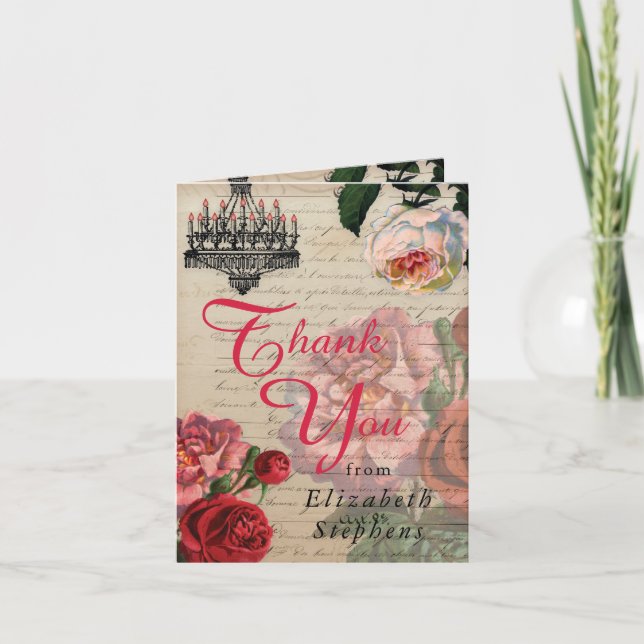 Éphémère Vintage romantique Merci floral (Devant)