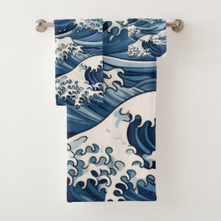 Ephemische Wappen: Hokusai Waves remaged Badhandtuch Set