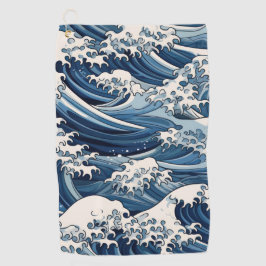 Ephemische Wappen: Hokusai Waves remaged Golfhandtuch