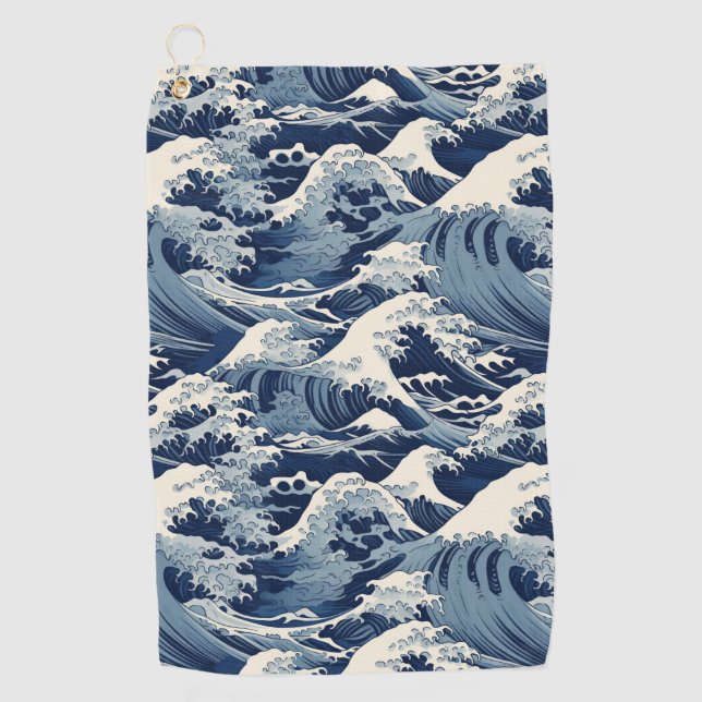 Ephemische Wappen: Hokusai Waves remaged Golfhandtuch (Vorderseite)