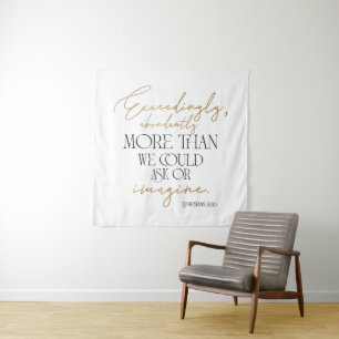 Epheser 3:20 Bibelvers Schwarz Weiß Gold Wandteppich