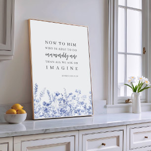 Epheser 3:20 Chinoiserie Florales Bibelvers  Poster