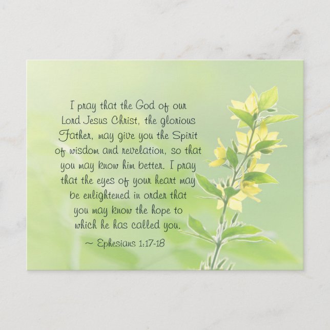 Ephesianer 1:17-18 Geist der Weisheit und Offenbar Postkarte (Vorderseite)