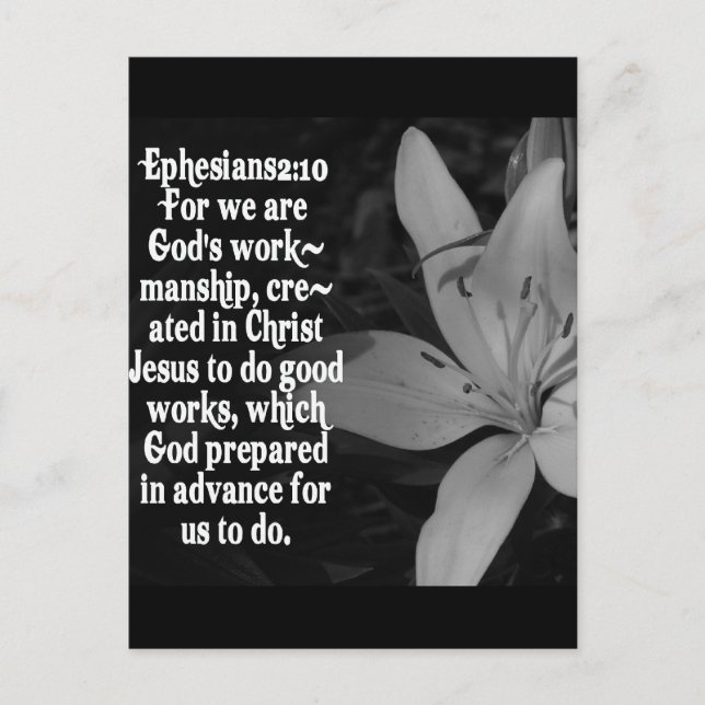 EPHESIANER 2:10 BIBLE SCRIPTURE QUOTE POSTKARTE (Vorderseite)