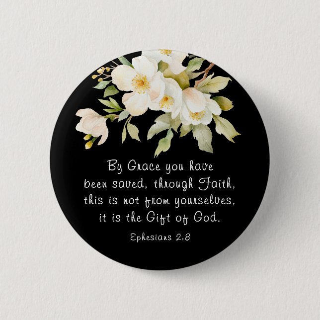 Ephesianer 2:8 Grace Sie wurden gerettet Bibel Button (Vorderseite)
