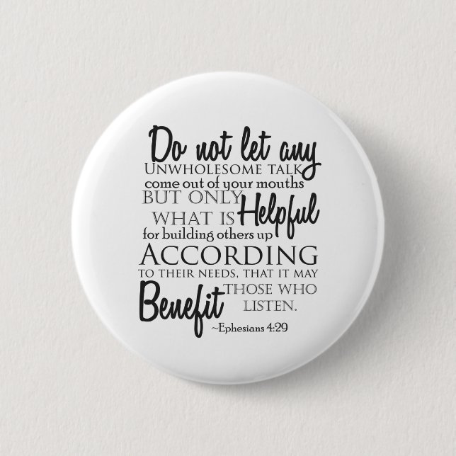 Ephesianer 4:29 Typografie Button (Vorderseite)