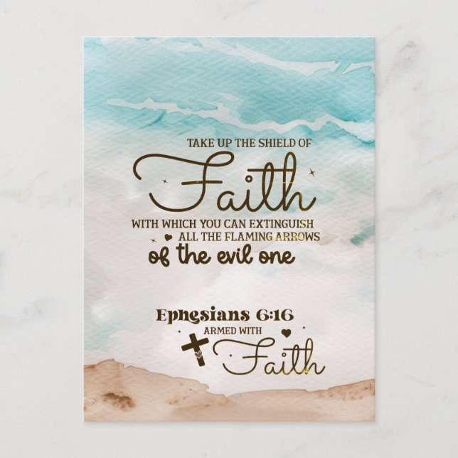 Ephesianer 6:16 nehmen den Schild der Glaubensbibe Postkarte (Vorderseite)