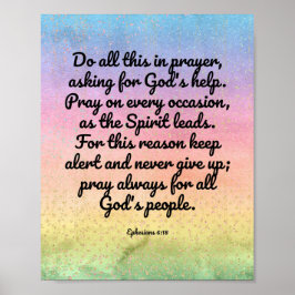 Ephesianer 6:18 Regenbogen Bibel Verse Gebet Poster