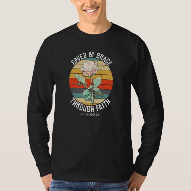 Ephesians 28 Bible Verse Saved By Grace Retro  Hum T-Shirt (Vorderseite)
