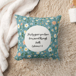 Ephesians 2:8 Christian Throw Pillow Kissen