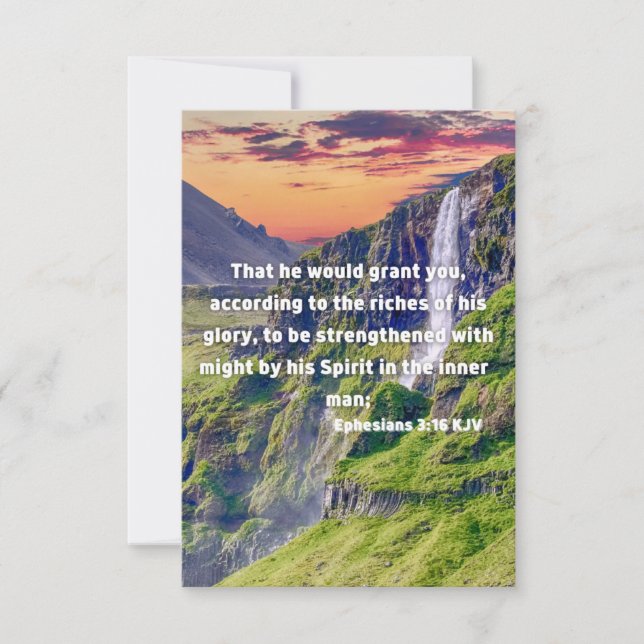 Ephesians 3:16 KJV Bible Verse Pic Flat Gruß Karte (Vorderseite)