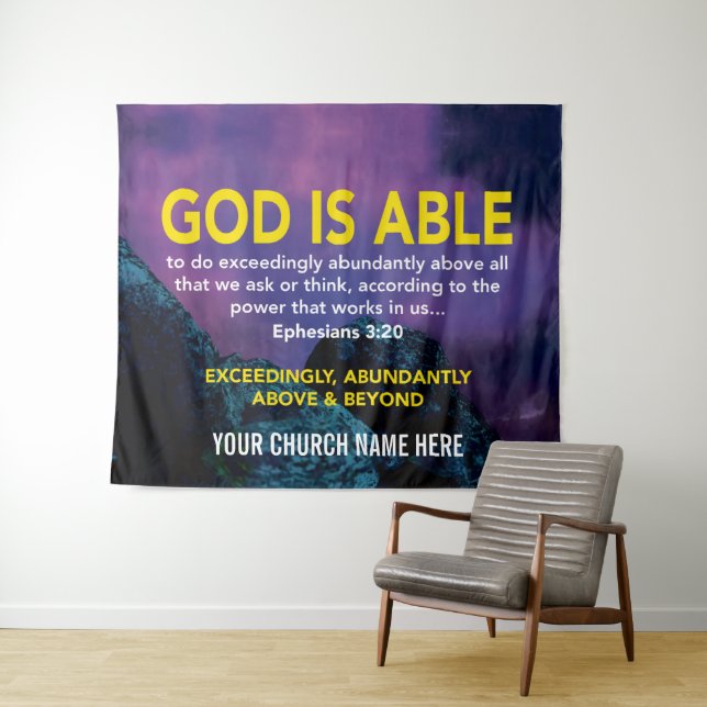 Ephesians 3:20 GOTT IST EINE BARE Kirche Wandteppich (Beispiel (Horizontal))