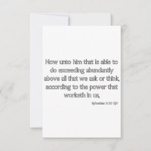 Ephesians 3:20 KJV Bible Verse Flat Gruß Karte