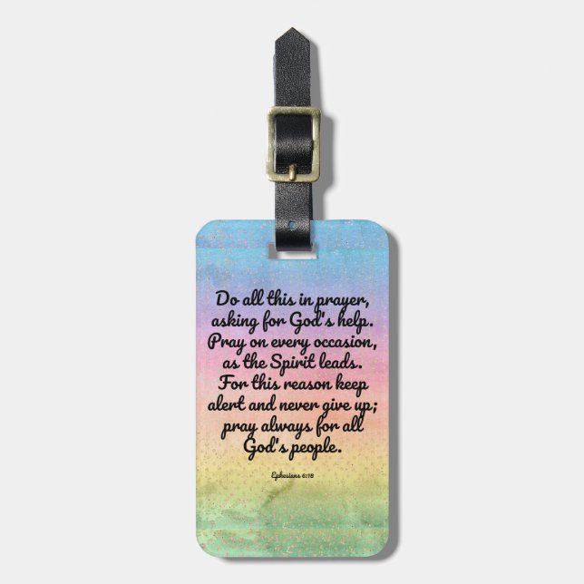 Ephesians 6:18regenbogen Bibel-Vers-Gebet Gepäckanhänger (Vorderseite vertikal)