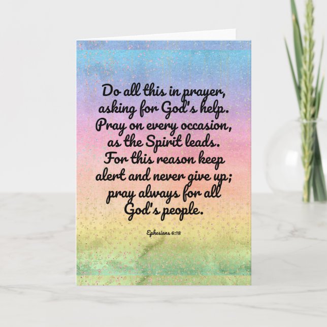 Ephesians 6:18regenbogen Bibel-Vers-Gebet Karte (Vorderseite)