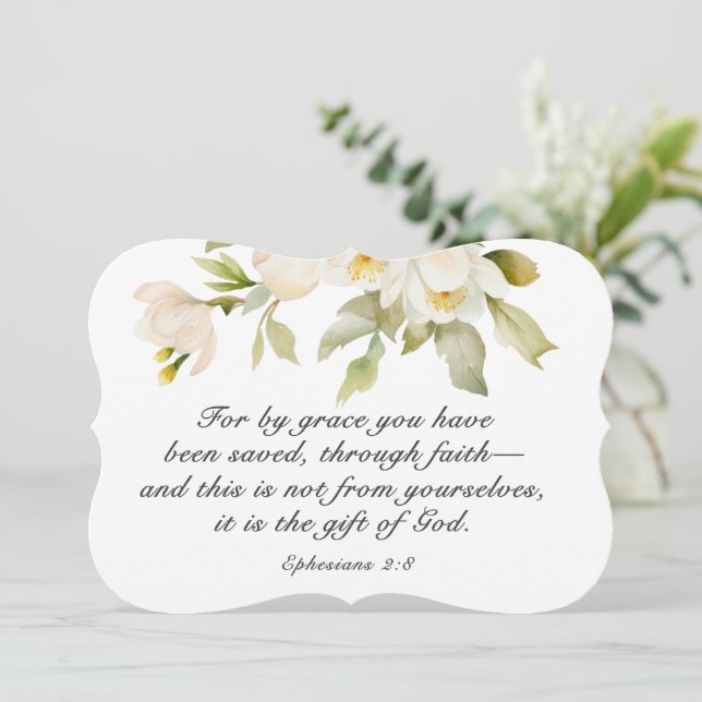 Éphésiens 2:8 Par Grace Bible Verse Carte Plat (Debout devant)