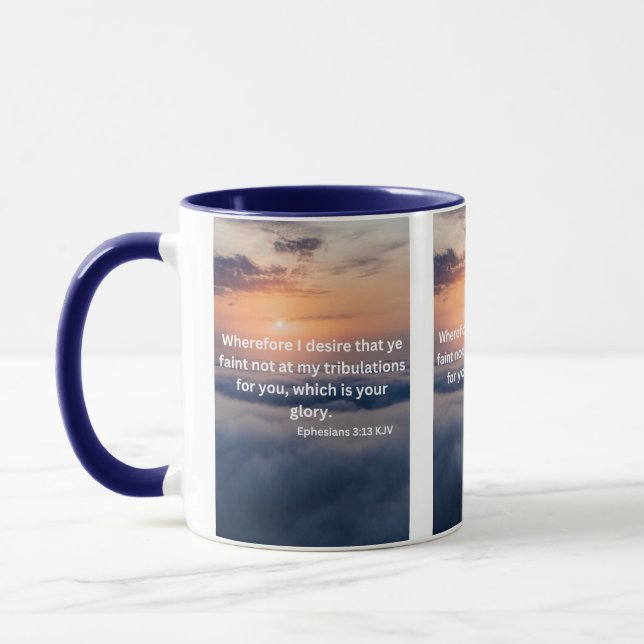 Ephésiens 3:13 KJV Bible Verse Pic Mug à deux tons (Gauche)