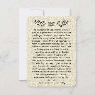 Ephésiens 3:16- Scripture Note Carte Retour