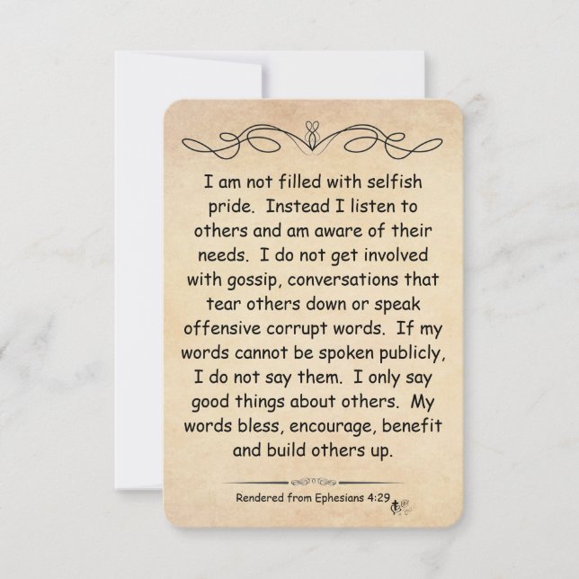 Ephésiens 4:29 Parchemin de carte de note de l'écr (Devant)