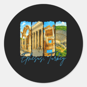 Ephesus Türkei Reisebild Pinselstrich Triff mich Runder Aufkleber