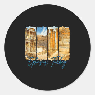 Ephesus Türkei Reisende Reise Pinselstrich Souveni Runder Aufkleber