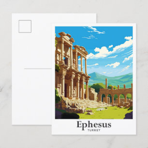 Ephesus Türkei Vintage Reiseporträt Postkarte