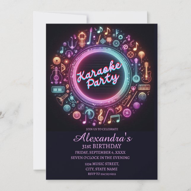 Epic 31. Geburtstag Karaoke Party Einladung (Vorderseite)