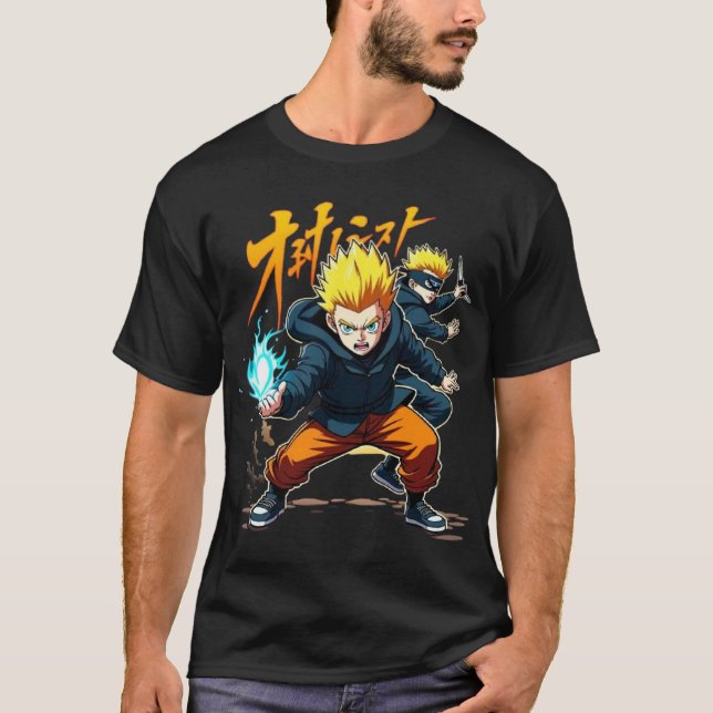 Epic Anime Warrior - Action-Packed Superpower T-Shirt (Vorderseite)