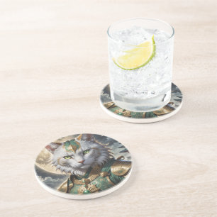 Epic Armored Cat Warrior Getränkeuntersetzer