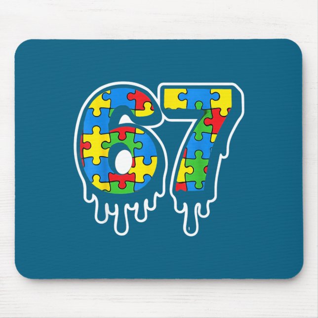 Epic Autism Six Seven Drip 67 Number Mousepad (Vorne)