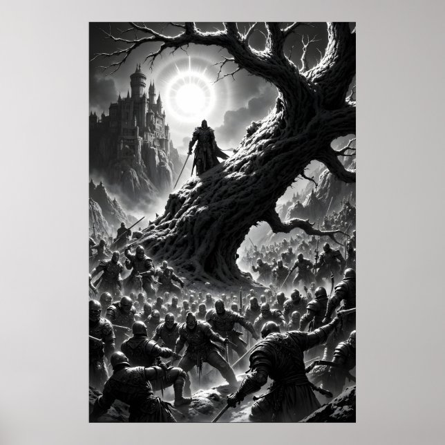 Epic battle scene with medieval warriors under poster (Vorne)