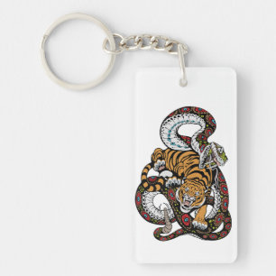 Epic Battle: Tiger vs. Schlange Kunst Schlüsselanhänger