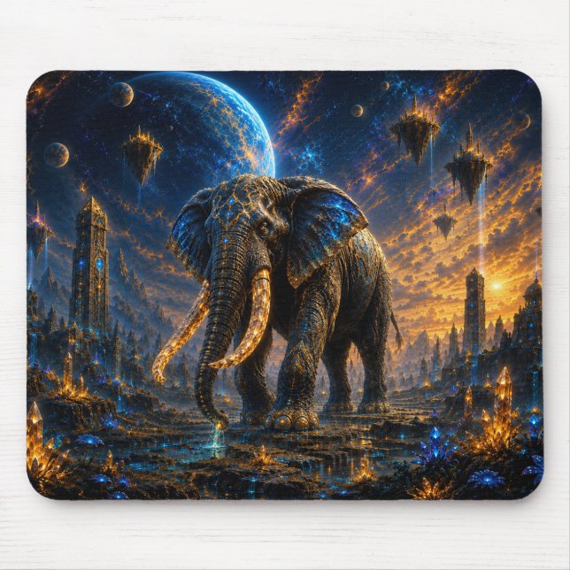 Epic Blue & Gold Celestial Elephant Mouse Pad Mousepad (Vorne)