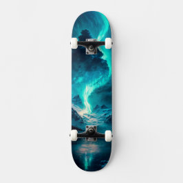 Epic Blue Sky und Gebirge mit Nordlichter Skateboard
