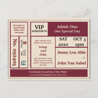Epic Concert Ticket Wedding Einladung Postkarte