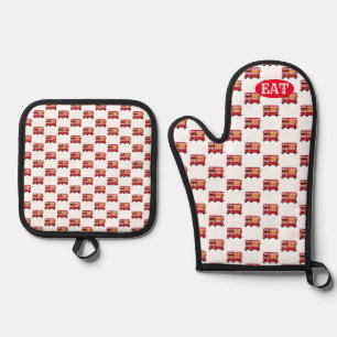 Epic Double Decker London Red Bus Ofenhandschuh & Topflappen-Set