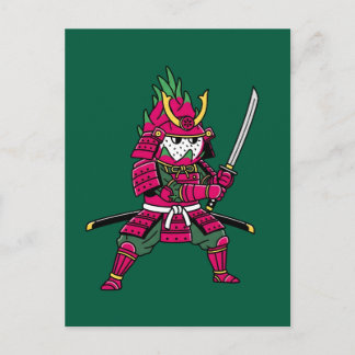 Epic Dragon Fruit Samurai Warrior Katana Illustrat Postkarte