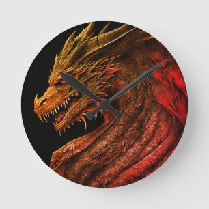 Epic Dragon Retro Clock Runde Wanduhr