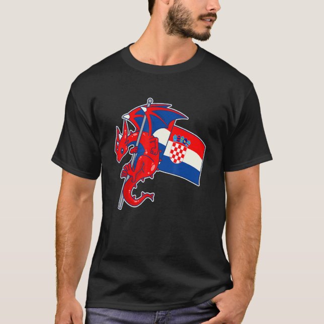 Epic Dragon With Croatia Flag  Croatian T-Shirt (Vorderseite)