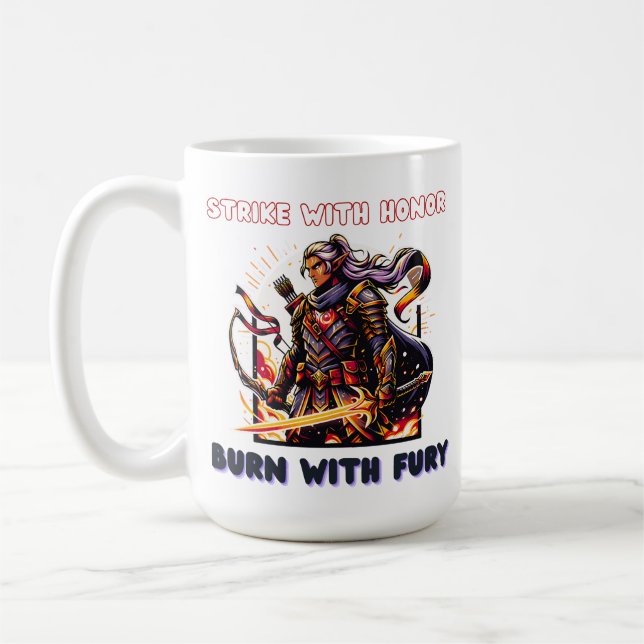 Epic Elven Warrior mit Flammenschwert Kaffeetasse (Links)