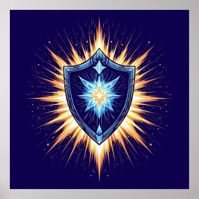 Epic Fantasy Shield with Radiant Energy Burst – Ma Poster (Vorne)