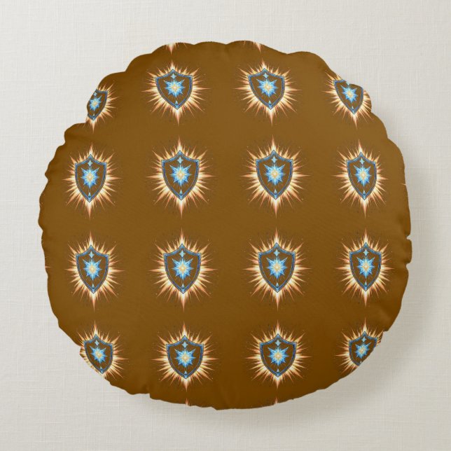 Epic Fantasy Shield with Radiant Energy Burst – Ma Rundes Kissen (Vorderseite)