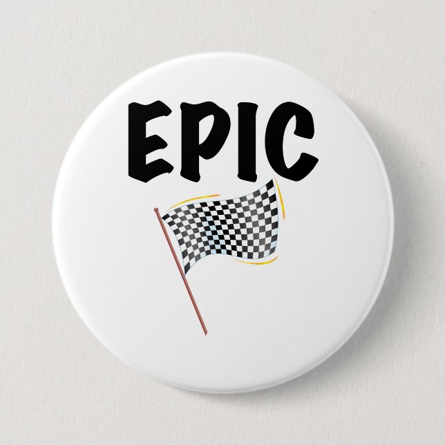 Epic Finish Line Checkered Racing Flag Button (Vorderseite)