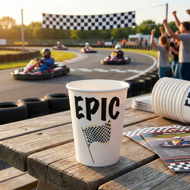 Epic Finish Line Checkered Racing Flag Pappbecher (Von Creator hochgeladen)