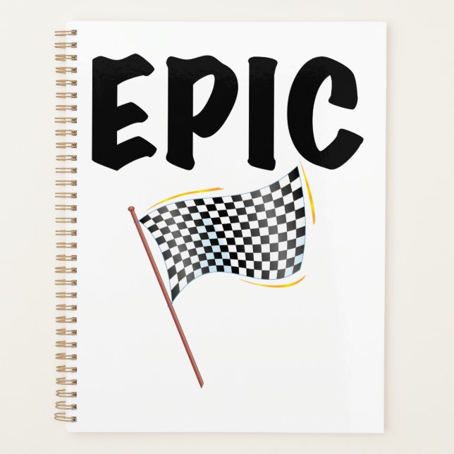 Epic Finish Line Checkered Racing Flag Planer (Vorderseite)