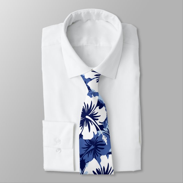 Epic Floral Hibiskus Hawaiian zweiseitig bedruckt Krawatte (Gebunden)