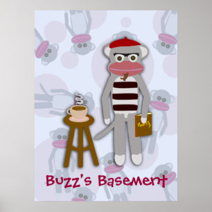 Epic Funny Retro Cool Beatnik Sock Affe Cartoon Poster